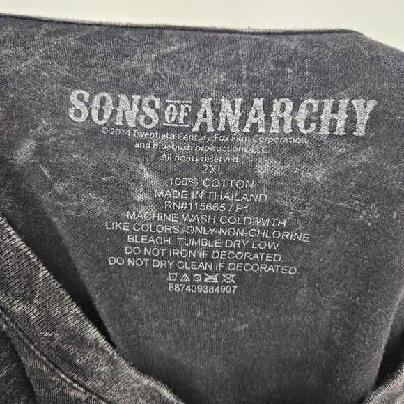 Sons Of Anarchy Shirt Mens 2XL 2014 Reaper Flag Gray Black Tie Dye Biker Club - Picture 8 of 9